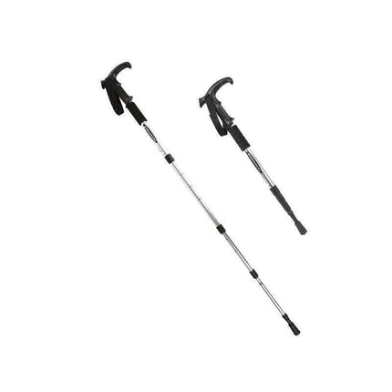 Folding Walking Stick Telescopic Adjustable Antishock Hiking Grip Pole Trekking - Aimall