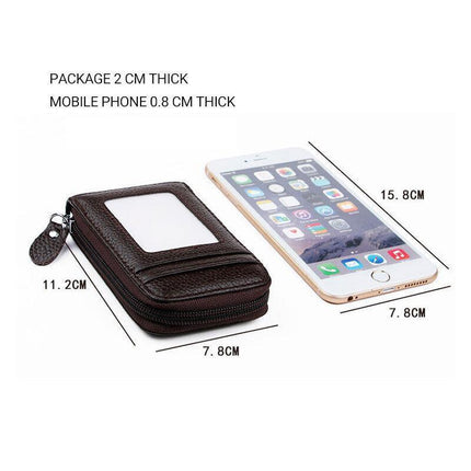RFID Blocking Leather Wallet Anti-theft Credit Card Holder Men Women Coin Purse - Aimall