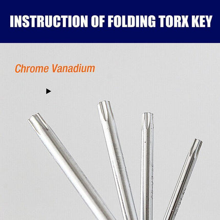 Folding Torx Star Key Set Portable Wrench Tool Chrome vanadium Steel T6-T30 New - Aimall