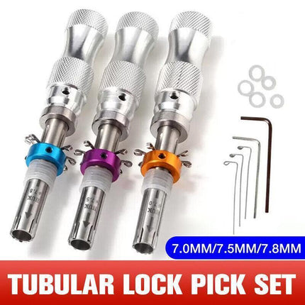 3X Tubular Locksmith Lock Tool Equipment 7.00MM 7.5MM 7.8MM Steel Set Safe Box - Aimall