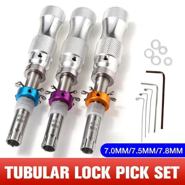3X Tubular Locksmith Lock Tool Equipment 7.00MM 7.5MM 7.8MM Steel Set Safe Box - Aimall