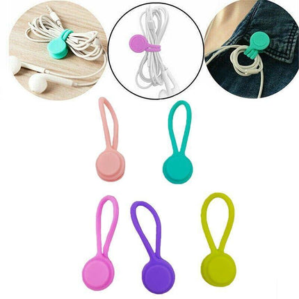 10Pcs Magnetic Tie Cable Organiser Headphone Earphone Cord Winder Holder Clip AU - Aimall