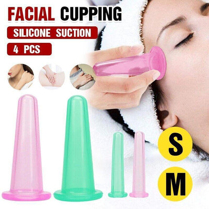 4PCS/set Cup Lifting Massage Silicone Cupping Vacuum Suction Facial Cupping - Aimall