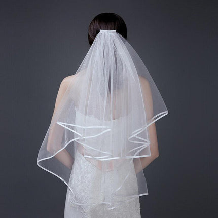 Women Bridal Wedding 2-Tier Veil With Satin Edge Comb Hen's Night White Ivory AU - Aimall