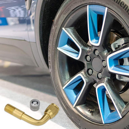 Valve Extension Tyre Stem Adapter Core Cap 90° Angle Car Bike Truck Brass 2 PCS - Aimall