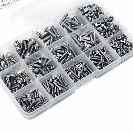 M3 M4 M5 304 500PCS Stainless Steel Hex Socket Button Head Bolts Screws Nuts Kit - Aimall