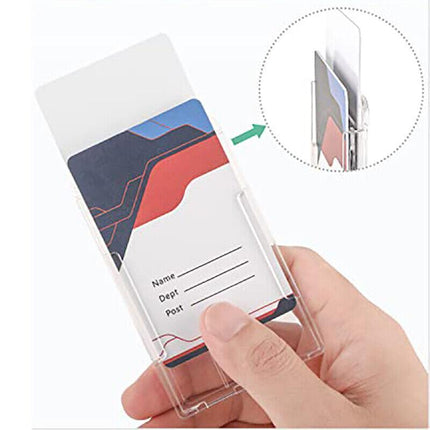 5Pcs Clear ID Card Holder Hard Plastic Vertical Double Sides Badge Business Work - Aimall