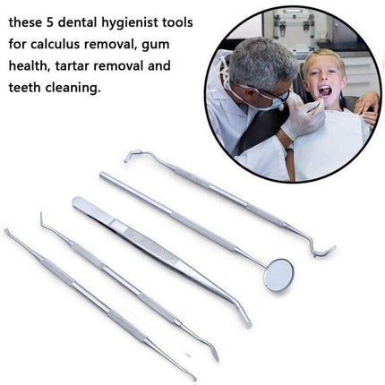 7PCS Dental Hygiene Tools Teeth Cleaning Kits Mirror Scraper Pick Scaler Tweezer - Aimall