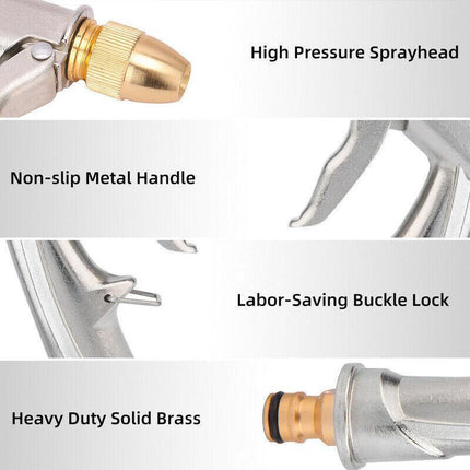 2PCS High Pressure Water Spray Gun Brass Nozzle Garden Hose Pipe Lawn Car Wash - Aimall