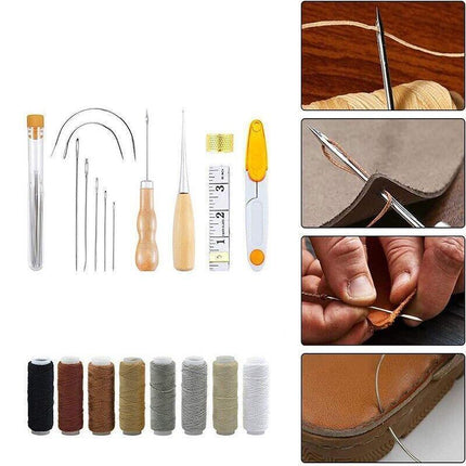 29 Pack Upholstery Repair Kit Leather Craft Tool Kit Leather Hand Sewing Needle - Aimall