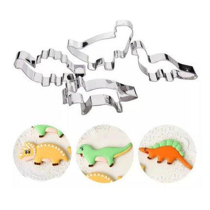 4x Stainless Steel Dinosaur Cookies Cutter Biscuit Pastry Cake Fondant Mould FY - Aimall