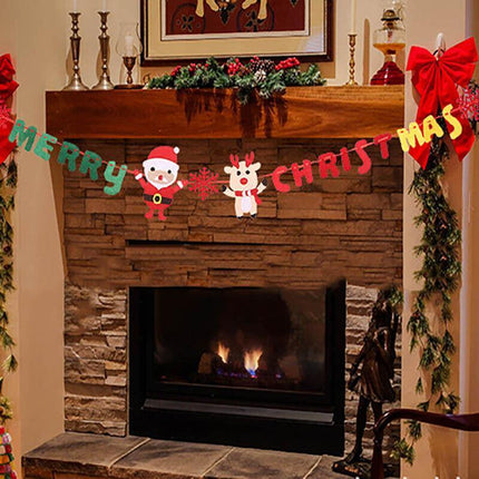 Merry Christmas Banner Felt Christmas Santa Flags Banner Hanging Xmas Decoration - Aimall