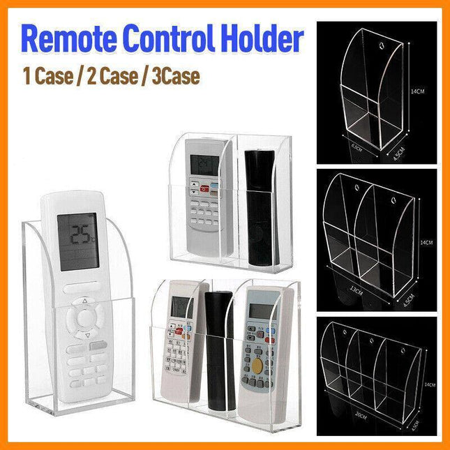 TV Remote Control Holder Wall Mount Clear Acrylic Organizer Stand Box Storage - Aimall