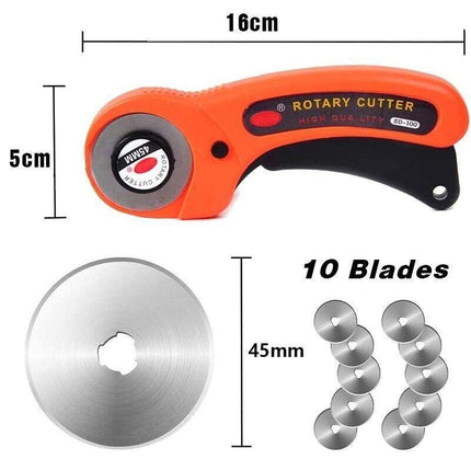 Rotary Cutter Professional Quilting Roller Fabric Cutting Tool+10PCS Blades 45mm - Aimall