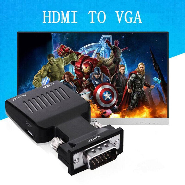 HDMI to VGA Male Video Adapter Female Cable Converter with Audio HD 1080P AU - Aimall