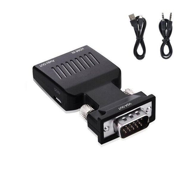 HDMI to VGA Male Video Adapter Female Cable Converter with Audio HD 1080P AU - Aimall