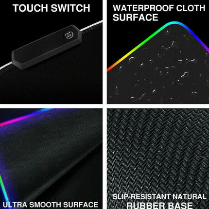 LED Gaming Mouse Pad Large RGB Extended Mousepad Keyboard Desk Anti-slip Mat - Aimall