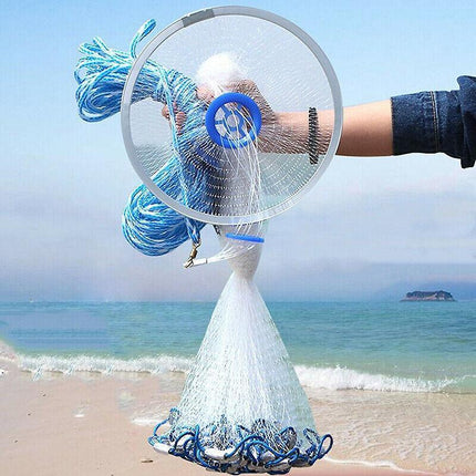 8ft 12ft Fishing Cast Net Quick Throw Nylon Mesh Drawstring Chain Bottom Spread - Aimall