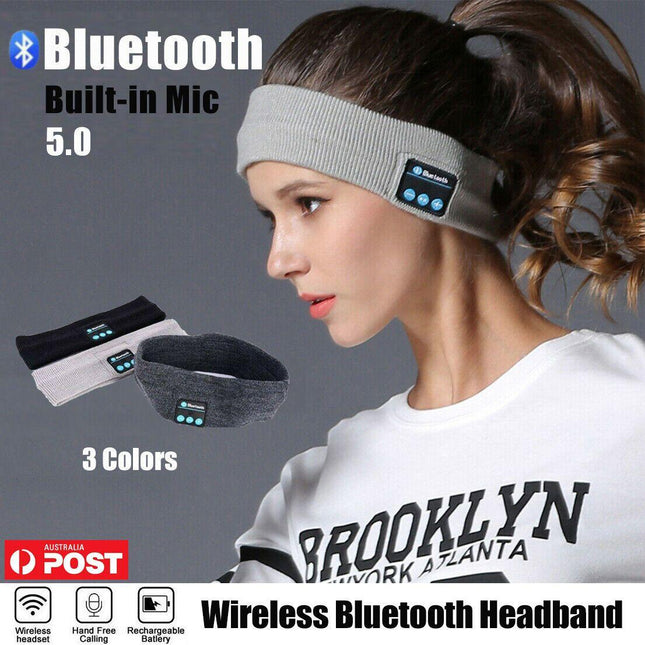 Wireless Bluetooth Headband Earphone Stereo Sport Headphone Headset Sleep NEW - Aimall