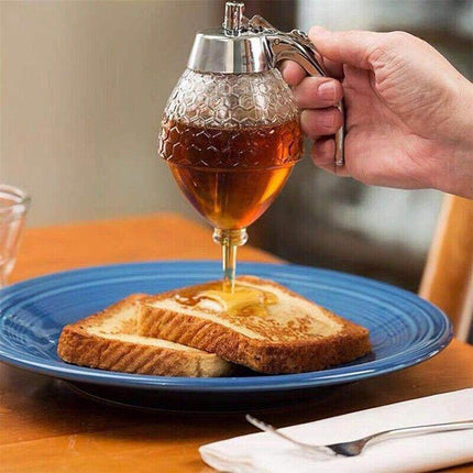 Honey Syrup Dispenser Pot stand Jar Bee Hive Trigger Kitchen Pot Premium - AU - Aimall