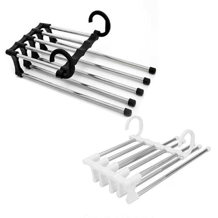 5 in1 Multi-functional Pants rack Stainless-Steel Wardrobe Magic Clothes Hanger - Aimall