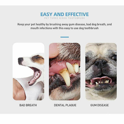Dog Toothbrush Multi-angle Three Sided Pet Cat Mouth Oral Care Teeth Cleaning AU - Aimall
