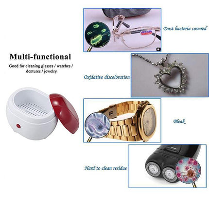 Ultrasonic Mini Jewelry Cleaner Gold Silver Necklace Rings Watches Coin Cleaning - Aimall