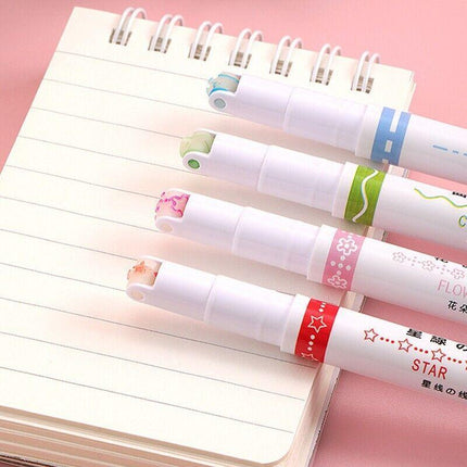 Childen-Dual Tip Pens with 6 Different Curve Shapes Colored Writing Markers RL - Aimall