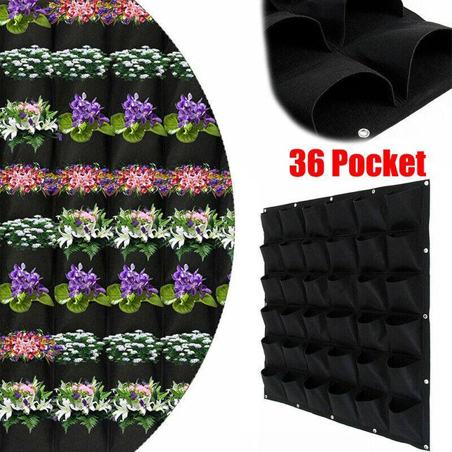 36 Pocket Planter Outdoor Vertical Garden Wall Planting Hanging Bag for Herbs AU - Aimall