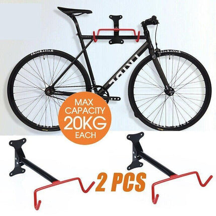 2x Large Premium Bike Bicycle Hanger Hook Wall Mounted Garage Storage Rack Mount - Aimall