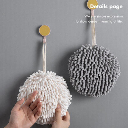 2X Absorbent Hand Towel Chenille Hanging Washcloth Handball Kitchen Bathroom AU - Aimall