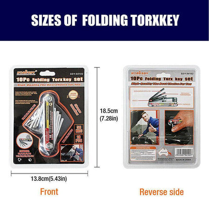 Folding Torx Star Key Set Portable Wrench Tool Chrome vanadium Steel T6-T30 New - Aimall