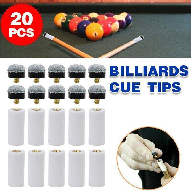 10 Pairs Billiard Screw-on Tips with Pool Cue Stick Ferrules Soft Grey Tips Set - Aimall