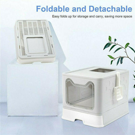 Self-Cleaning Hooded Cat Litter Box Enclosed Large Kitty Toilet Box Tray Refills - Aimall