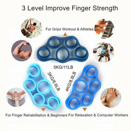 3Pcs Finger Stretcher Hand Resistance Band Grip Strength Exercise Fitness Wrist - Aimall