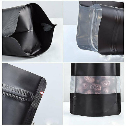Window Black Matt Stand up Pouches Mylar Foil Bag Heat Seal Food Zipper Bag AU - Aimall