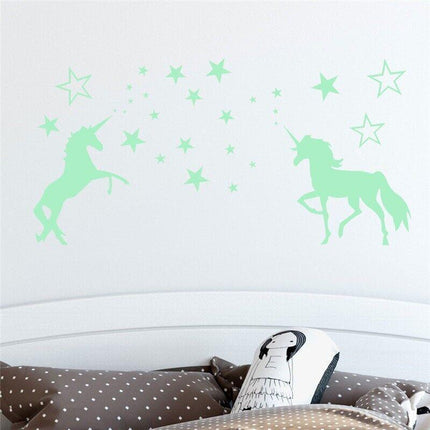 Unicorn Glow In The Dark Stars Wall Stickers Kids Bedroom Decals DIY Decor - Aimall