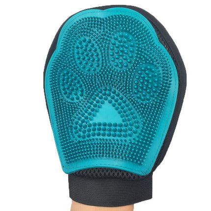 Pet Grooming Glove Luxury Dog Fur Cat Hair Remover 2-in-1 Deshedding Mitt - Aimall