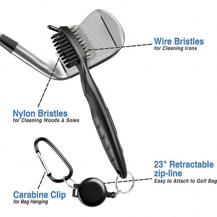 Golf Cleaning Brush Retractable Stock Color Groove Cleaner With Reel Club Ball - Aimall