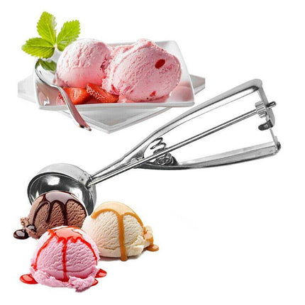 Stainless Steel Icecream Ice Cream Scoop Cookie Dough Mash Spoon Trigger 6cm Dia - Aimall