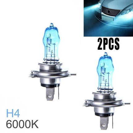 2 PCS H4 Headlight Globes Car Light Bulbs 100/90W 6000K 12V Xenon Super White AU - Aimall