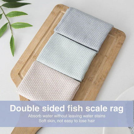 5x Fish Scale Microfiber Cleaning Cloth Dish Washing Glass Wipe Reusable Kitchen - Aimall