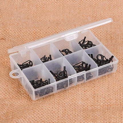 80 Fishing Rod Guide Set Tackle Tips Repair Kits Ring 8 Size Stainless Steel Box - Aimall
