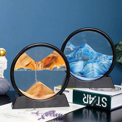 Moving Sand Art Picture Round Glass Quicksand Painting 3D Deep Sea Sandscape AU - Aimall