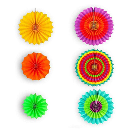 Colorful Paper Fans Party Decorations 6pcs Mexican Fiesta Hanging Decor Birthday - Aimall