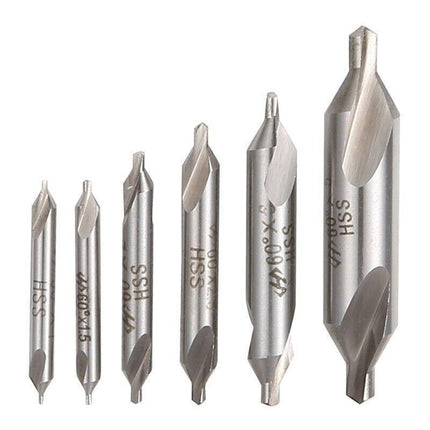 6PCS Combined Center Drill Countersink Bit Lathe Mill Tackle Kit High Speed AU - Aimall