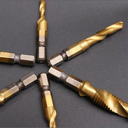 6X HSS Hex Shank Tap Drill Bits Metric Thread Screw Compound Tapping Set Tool - Aimall