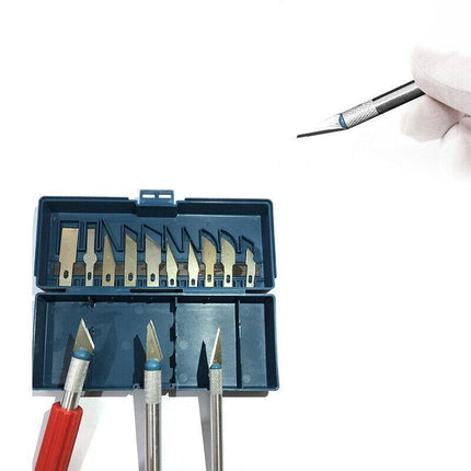 13 Pieces Hobby Craft Knife Set With Case-3 Knives +13 Cutting Blades Art Knives - Aimall