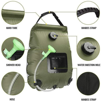 20L Camp Shower Bag Solar Heat Water Pipe Portable - Aimall