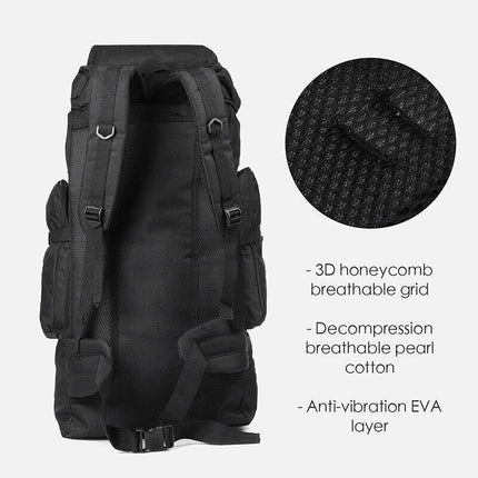 80L Military Tactical Backpack Bag Outdoor Hiking Trekking Camping Rucksack AU - Aimall